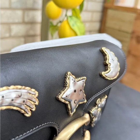 Coach Black Leather Shoulder Bag with Gold & Silver Celestial Appliqués - Picture 4 of 12